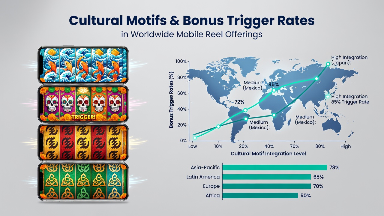 Mobile slot game interface displaying various cultural symbols including dragons, temples, and tribal patterns on reels
