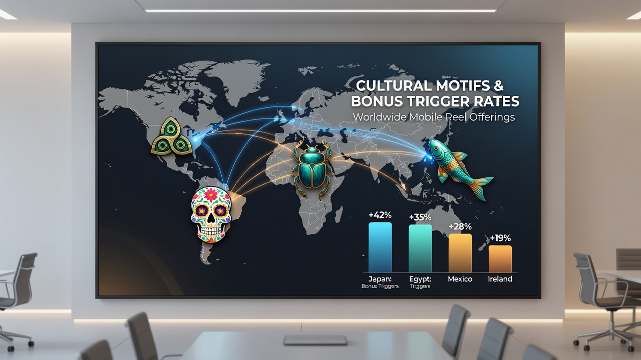 Data visualization chart showing bonus trigger rates across different cultural motif categories in mobile slots