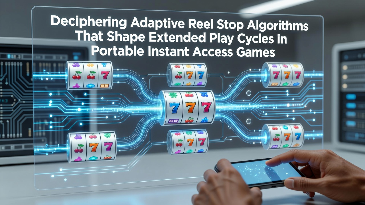 Illustration of adaptive reel stop algorithms in mobile slot games showing dynamic symbol positioning on portable screens
