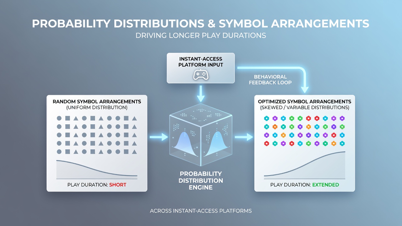 Comparative charts showing play duration metrics influenced by varying symbol probability setups on reel platforms