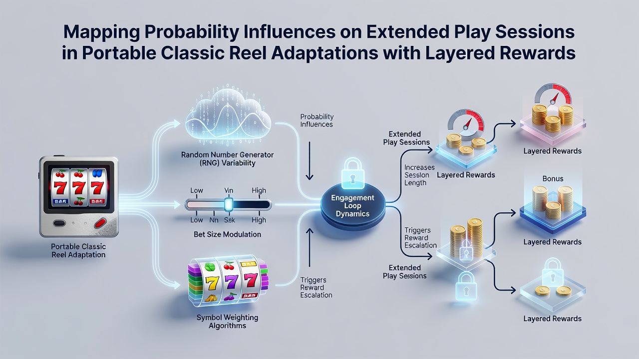Visual representation of probability mapping in mobile classic reel slot adaptations showing layered reward structures and session duration patterns